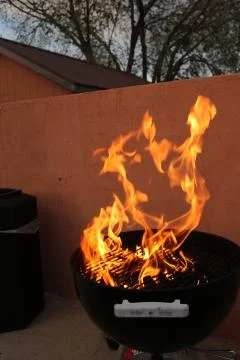 Barbecue with fire Stock Photos