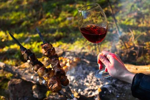 Barbecue on the fire Foto stock