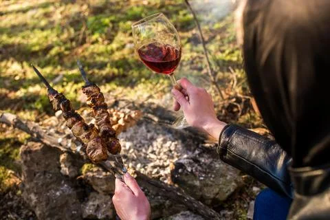 Barbecue on the fire Stock Photos