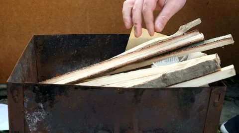 Barbecue fire wood Stock Footage 62748667