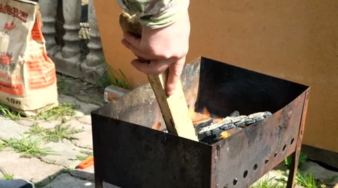 Barbecue fire wood Stock Footage 62749294