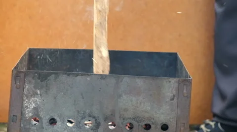 Barbecue fire wood Stock Footage 62750409