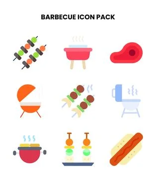 Barbecue Flat Bundle Icons Pack Stock Illustration