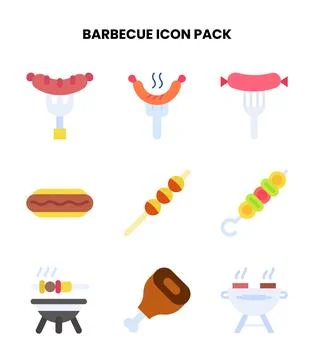 Barbecue Flat Collection Icons Pack Stock Illustration