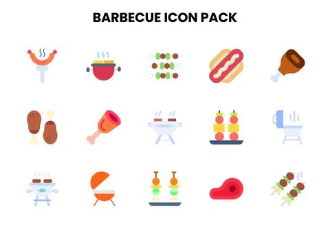 Barbecue Flat Collection Icons Pack Stock Illustration