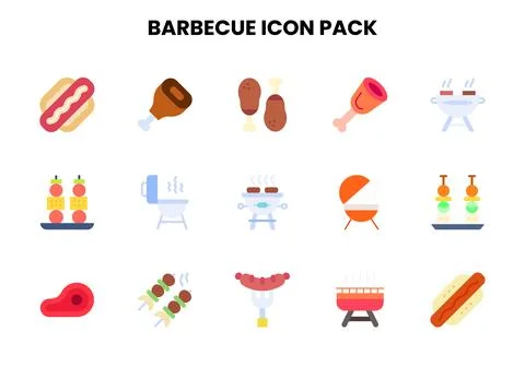 Barbecue Flat Graphics Icons Pack Stock Illustration