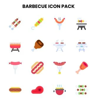 Barbecue Flat Graphics Icons Pack Stock Illustration