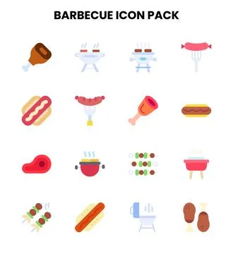 Barbecue Flat Graphics Icons Pack Stock Illustration