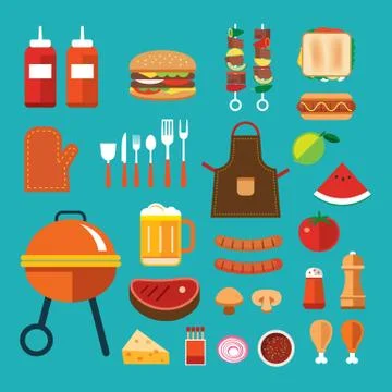 Barbecue flat icon Stock Illustration