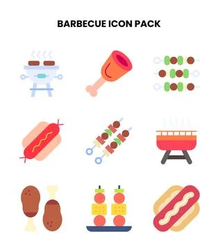 Barbecue Flat Set Icons Pack Stock Illustration