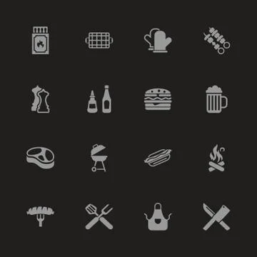Barbecue - Flat Vector Icons Stock Illustration