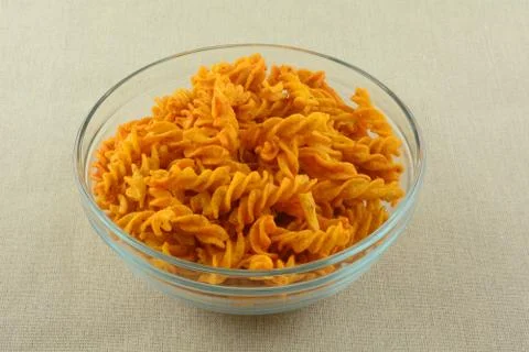 Barbecue flavored corn snacks Stock Photos