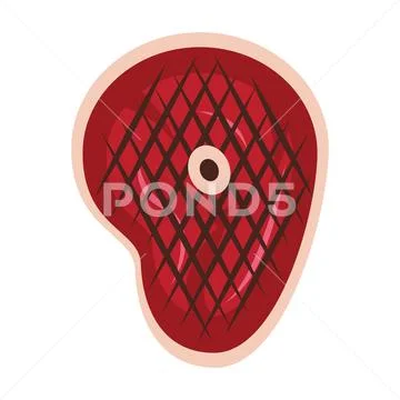Barbecue food beef steak grilled cartoon Stock Illustration
