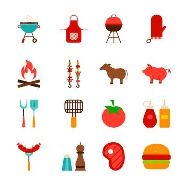 Barbecue Food Objects Stock Illustration