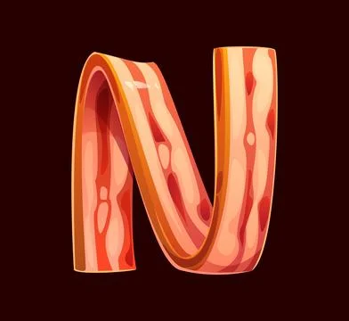 Barbecue fried crispy bacon stripe, letter N Stock-Illustration