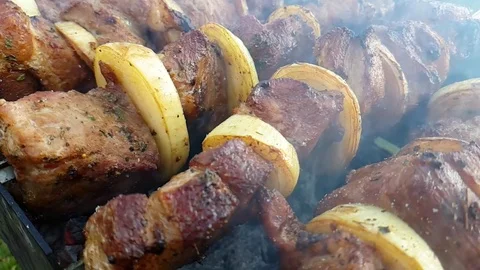 Barbecue is fried for the summer Stock Footage 90398461