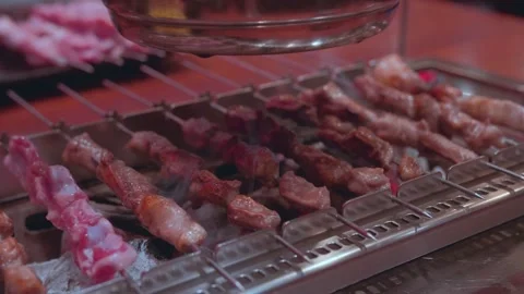 Barbecue frying (graded) Vídeos de archivo 179985752