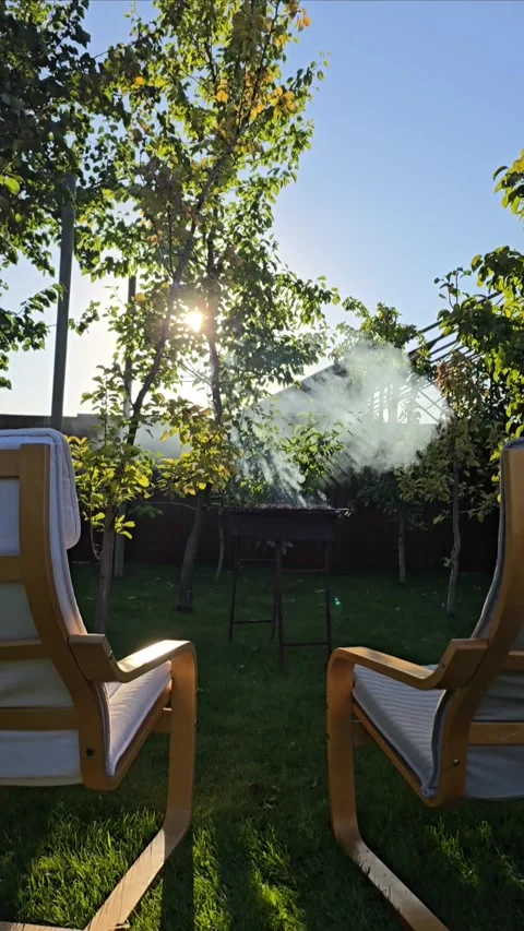 Barbecue in the garden, summer Stock Footage 299385394
