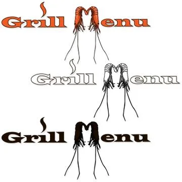 Barbecue, grill, bbq shrimp vector signes and emblems. Illustration of bbq  a Stock Illustration