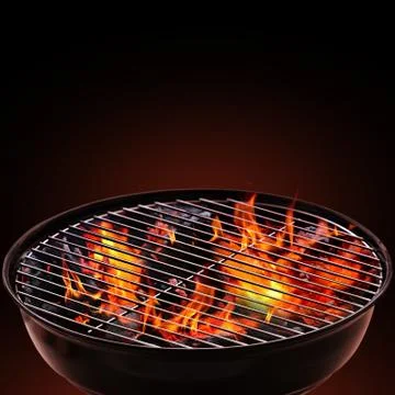 Barbecue Grill on Black Background Stock Photos