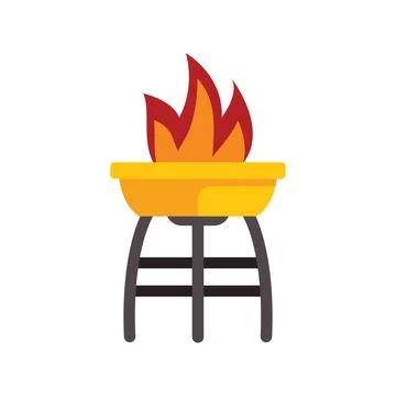 Barbecue grill with burning fire on white background Stock Illustration