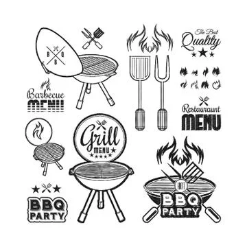 Barbecue grill drawn Stock Illustration