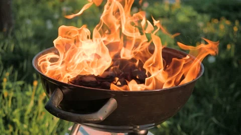 Barbecue Grill. Fire flame. 4K Vidéo 132205840