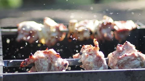 Barbecue grill with fire Stock Footage 130652043