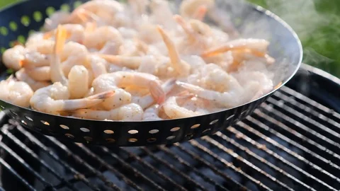 Barbecue Grill with Fire on Nature Stock Footage 107499170