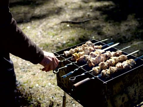 Barbecue grill with fire Stock Photos