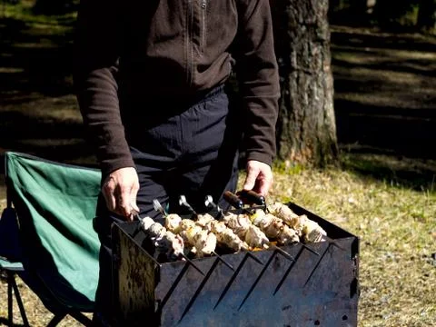 Barbecue grill with fire Stock Photos