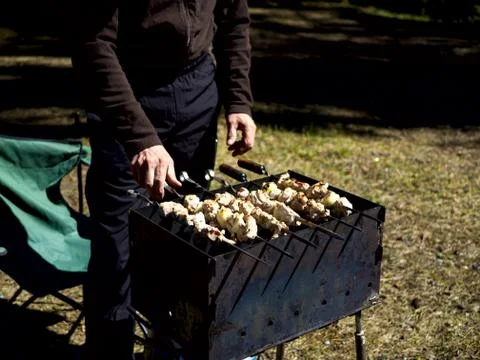 Barbecue grill with fire Stock Photos