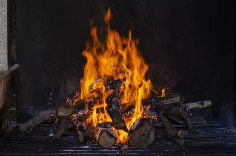 Barbecue Grill with Fire Stock Photos