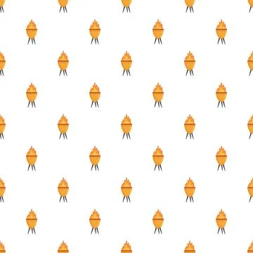 Barbecue grill fire seamless pattern for cooking Stock Illustration
