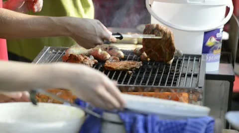 Barbecue grill Stock Footage 12448319