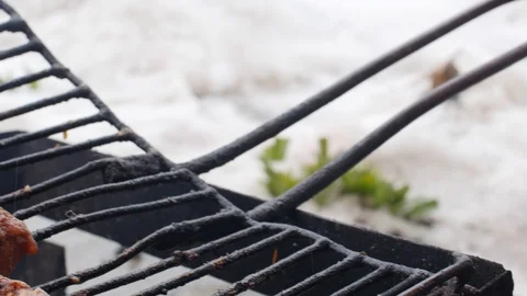 Barbecue On A Grill Stock Footage 87699500