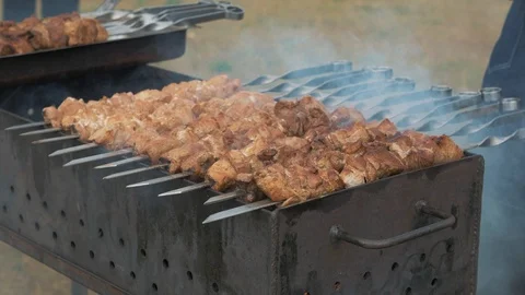 Barbecue on the grill Stock Footage 92316970