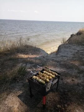 Barbecue grill in the forest Foto stock