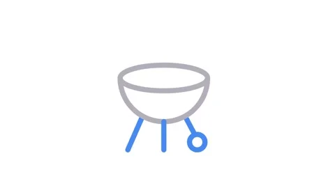 Barbecue grill icon featuring a blue line design, symbolizing outdoor cooki.. Stock Footage 334913632