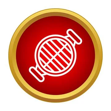Barbecue grill icon on red circle background 스톡 일러스트