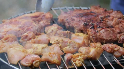 Barbecue grill of meat Stock Footage 51928333