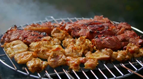 Barbecue grill of meat Stock Footage 51928411