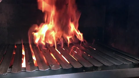 Barbecue grill in near plan Stock Footage 153623819