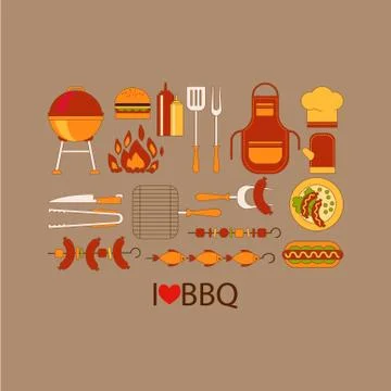 Barbecue grill party vector set Illustrazione stock