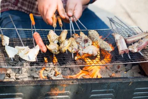 With barbecue grill Stock Photos