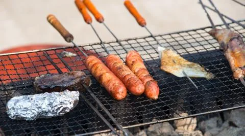 With barbecue grill Stock Photos