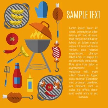 Barbecue grill poster, design template. Illustrazione stock