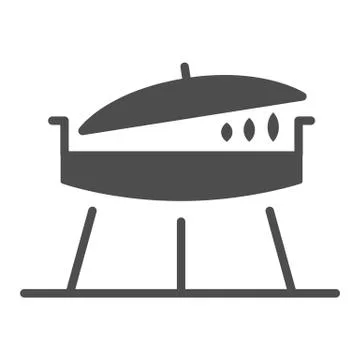 Barbecue grill solid icon, bbq concept, brazier sign on white background, Frying Stock Illustration