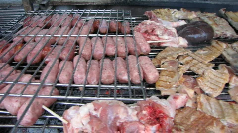 Barbecue grill in summer Video stock 619213