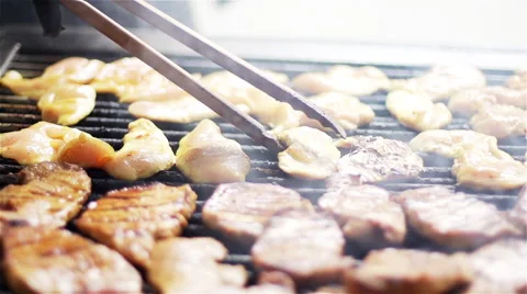 Barbecue grill in summer. Video stock 53519244